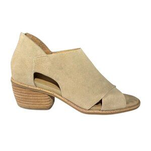 Sofft Carleigh Chunky Block Heel Bootie Peep Toe Shoes Taupe Brown Leather Sz 8